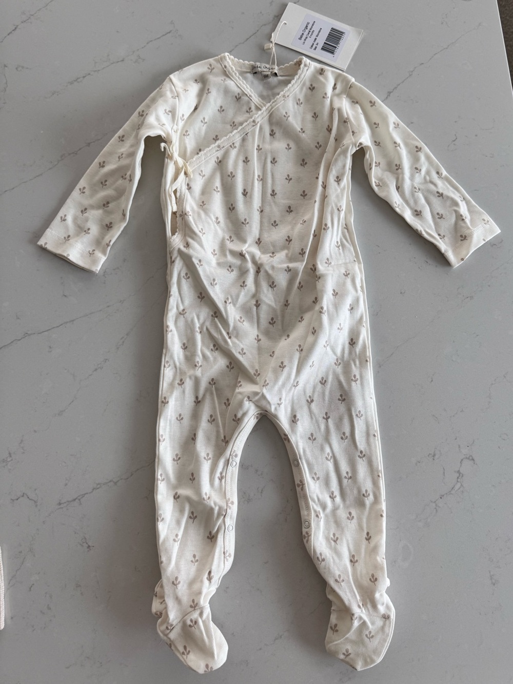 Bebe Organic Cream Footed One-Piece Baby Onsies